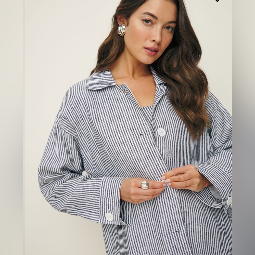 Brand new! Reformation Irene Linen Jacket, XS, Vineyard stripe, Retail $268
